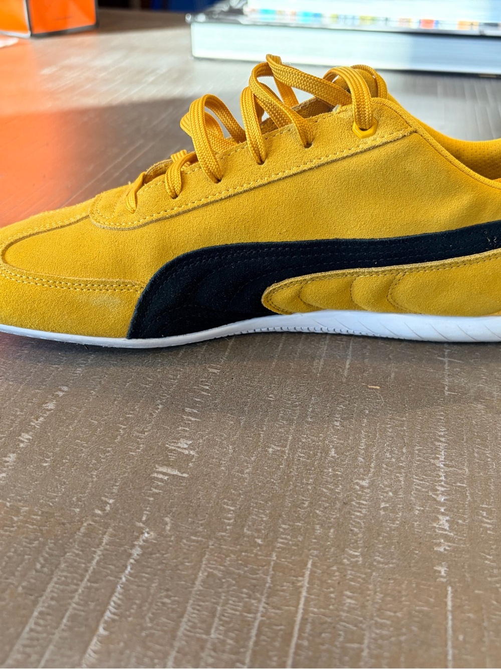 Puma Porsche Legacy Driving Shoes Racing Yellow Suede Men’s US 9.5 - Picture 8 of 14